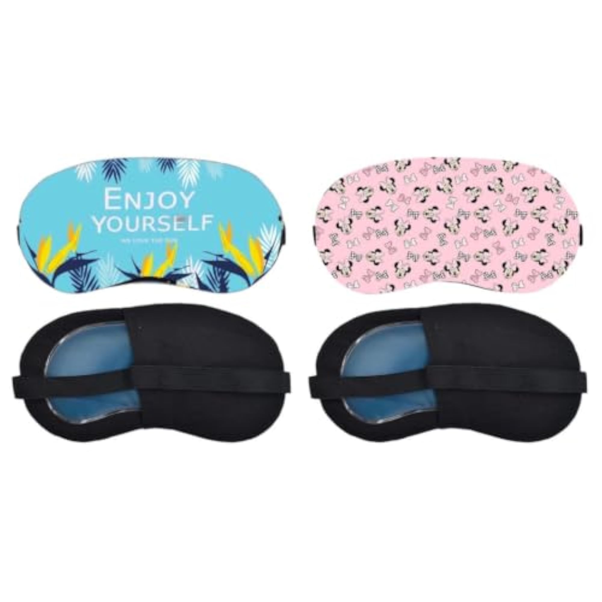 Enjoy Yourself Tropical Quote Pink Unicorn and Butterfly Pattern Sleeping Mask Combo